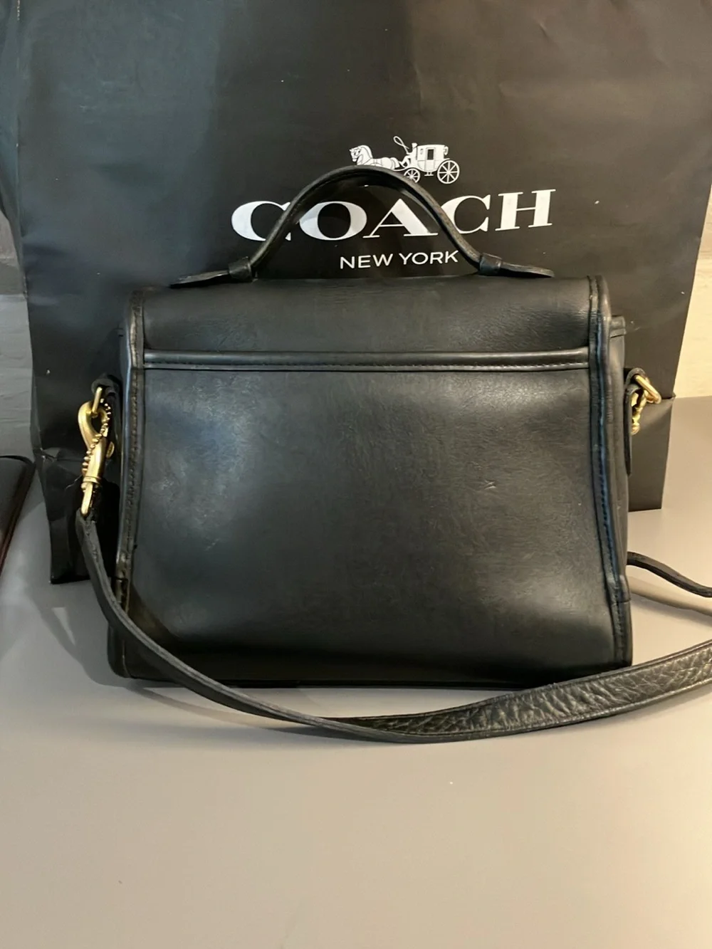 Coach Vintage Court 9870 Crossbody Bag Navy Blue
